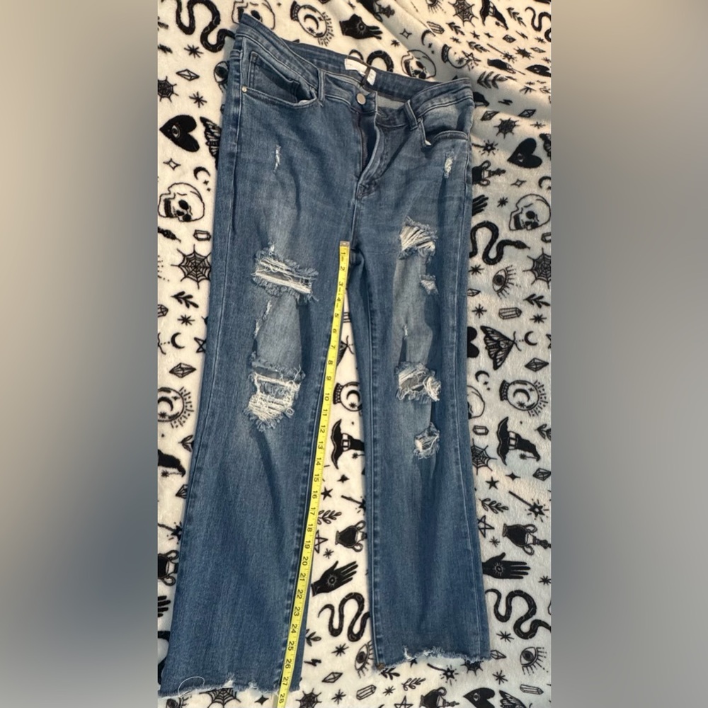 High Rise Distressed Blue Jeans